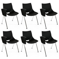 Pack de 6 cadeiras Shell com estrutura cromada, carcaça de plástico e braço de pá (Diferentes cores a eleger)